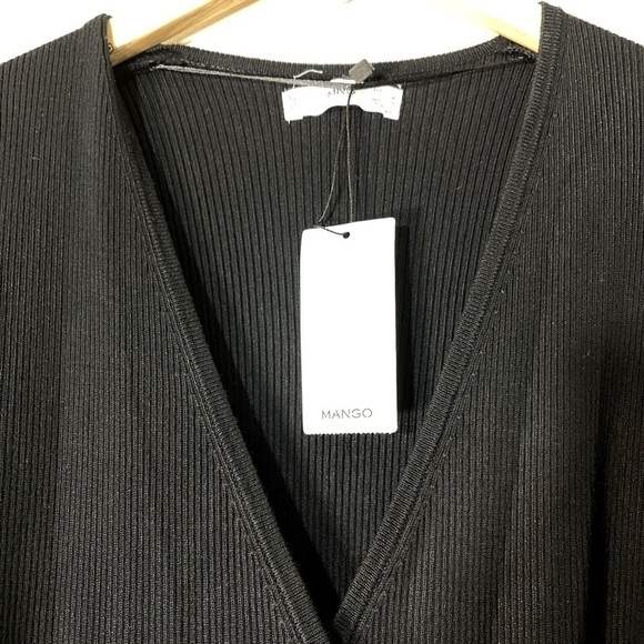 Mango Wrap Ribbed Sweater Midi Dress in Black  - MEDIUM NWT - Picture 10 of 14